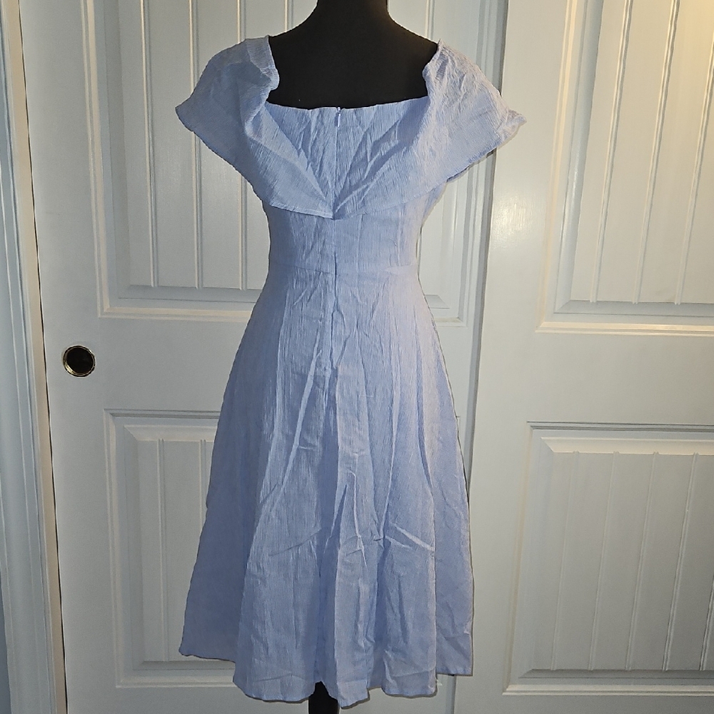 Lulu's Blue Midi Sundress with Flutter Sleeves (0200) - Picture 7 of 16